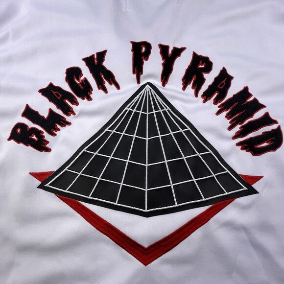 Black Pyramid Shirt Men’s M White Jersey Vampire Fangs Pop Art Graphic Tee - Picture 7 of 11